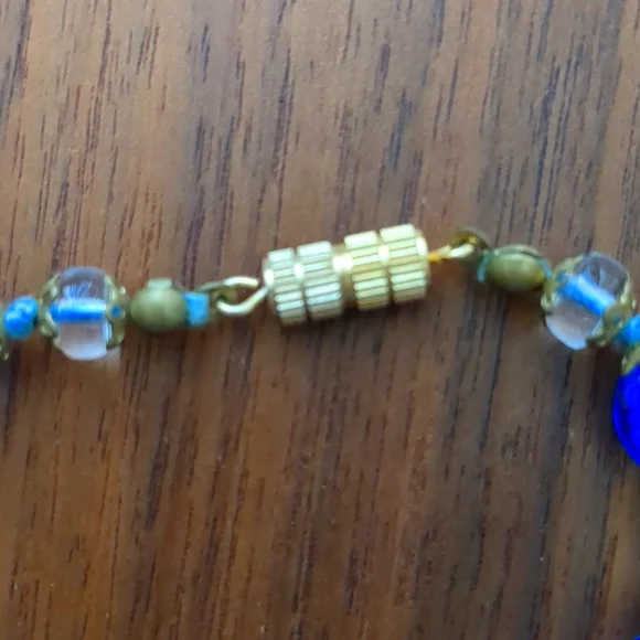 Venetian Glass Blue Beaded Necklace - Picture 4 of 7